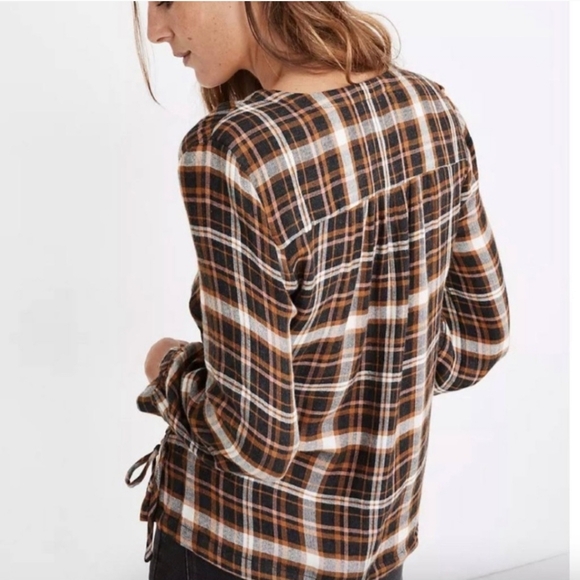 Madewell Plaid Gauze Double Tie Wrap Top Size XS - Picture 3 of 13